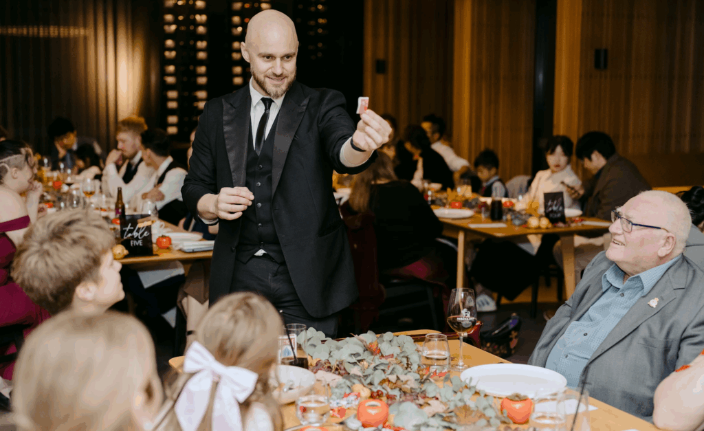 Corporate function roving magician