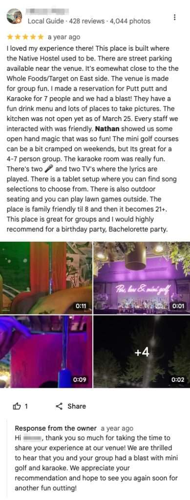 5 star Google review - Nathan